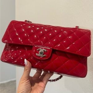 “ON HOLD”Stunning Chanel Red Patent Leather Double Flaps